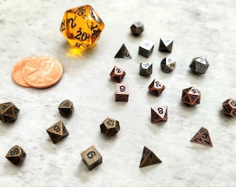 Micro Mini Size Metall Würfel Set | D&D Würfel | DND