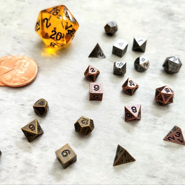 Micro Mini Size Metal Dice Set | D&D Dice | DND