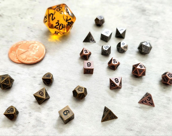 Micro Mini Size Metal Dice Set | D&D Dice | DND