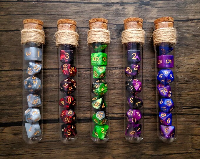 Potion Glass Tube Flask Two Color Dice Set | D&D Dice | DND