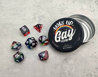 Wake up gay again Dice Set | D&D Dice | DND