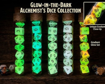 Potion Glass Tube Flask Glow Dice Set | D&D Dice | DND