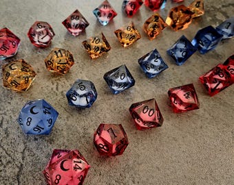 Liquid Core Moon Star Dice Set: Sharp Edge D&D Dice