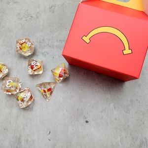 Unhappy Meal Hamburger Fries Burger Dice Set D&D Dice DND Fries Dice w/ Box