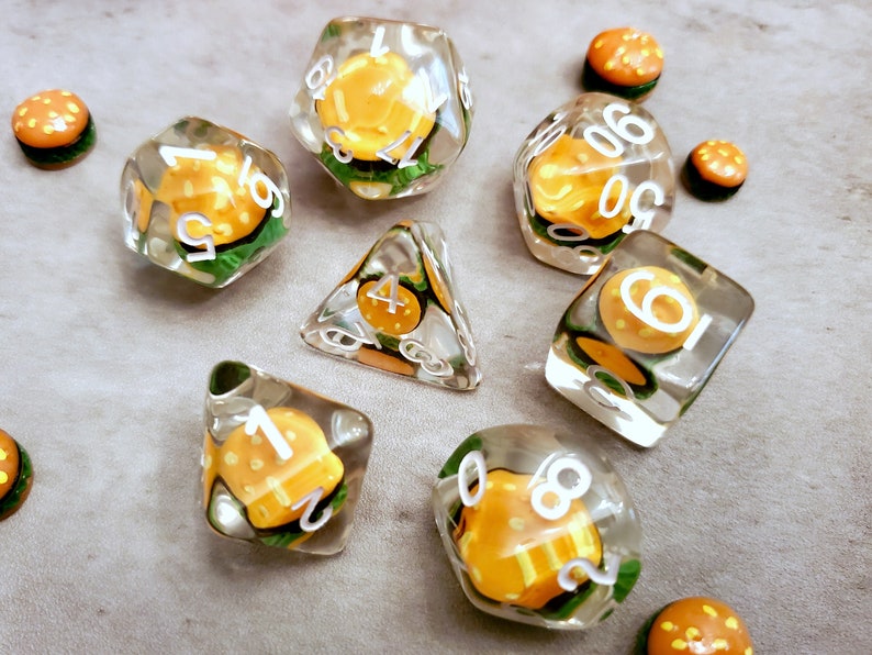 Unhappy Meal Hamburger Fries Burger Dice Set D&D Dice DND Burger dice only