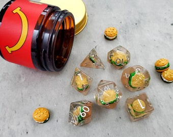 Unhappy Meal Hamburger Burger Dice Set | D&D Dice | DND