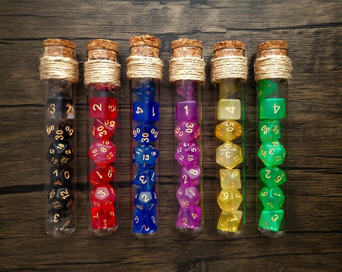 Potion Glass Tube Flask Nebula Dice Set | D&D Dice | DND