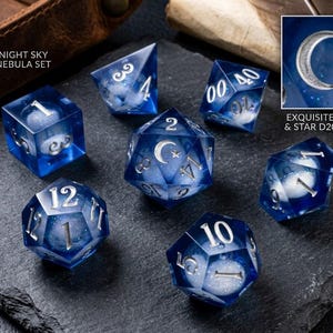 Liquid Core Moon Dice Set: Sharp Edge Resin D&D Dice