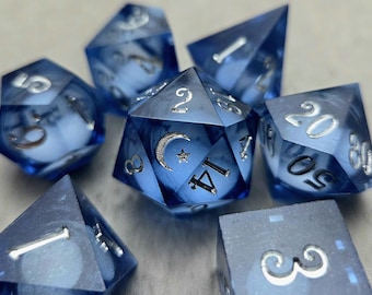 Liquid Core Moon Dice Set: Sharp Edge Resin D&D Dice