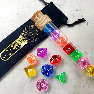 Potion Glass Tube Flask Rainbow Potion Dice Set | D&D Dice | DND