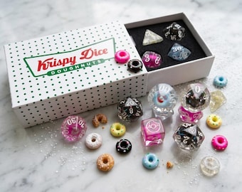 Donut Dice Set: D&D RPG Polyhedral Dice with Krispy Kreme Inspired Box