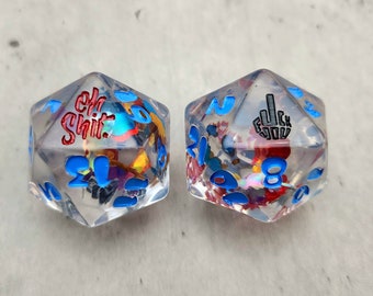 F works Chonk Dice 34mm | Crystal Dice Set | D&D Dice | DND | Fuck You Dice | Oh Shit Dice