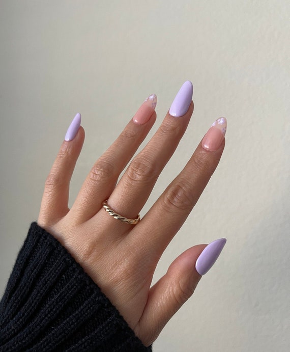Light Purple Matte Oval False Nails Purple Full Cover Press On Wearable Artificial  Nail Art For Daily Wear From Hisweet, $6.89 | DHgate.Com