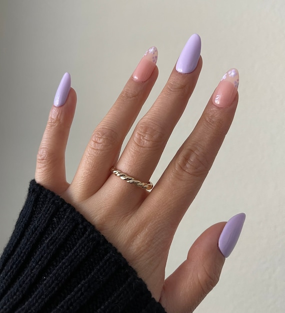 purple almond acrylic nails