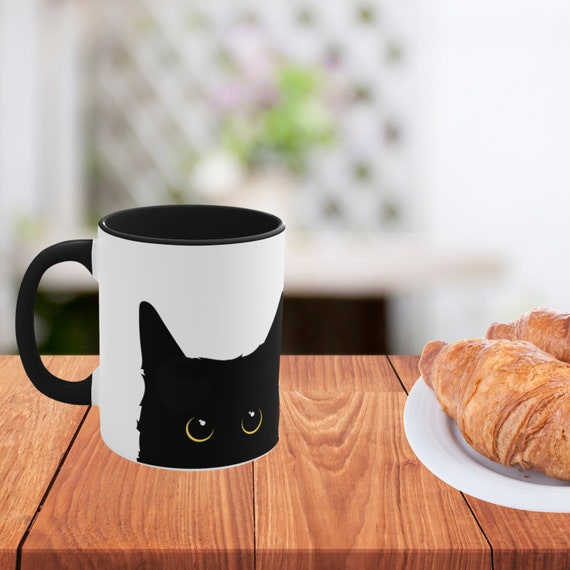 Mug à Café Thème Chat Noir - Cadeau Halloween, Noël, Famille - Neuf