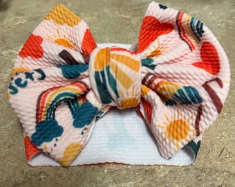 Rainbow Baby Headwrap | Big Bow | Chasing Sunset Bow | Bullet Fabric | Baby & Little Girl Accessories | Baby Size 14"