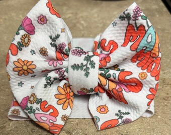 Mama Mini Baby Headwrap | Big Bow | Flower Bow | Bullet Fabric | Baby & Little Girl Accessories | Baby Size 14"