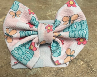 Daddy Girl Baby Headwrap | Big Bow | Butterfly Bow | Bullet Fabric | Baby & Little Girl Accessories | Baby Size 14"