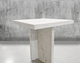 Custom Size Available Travertine Side Table Decor Stand Plant Stand Handmade Natural Stone Free Domestic Shipping Custom Design