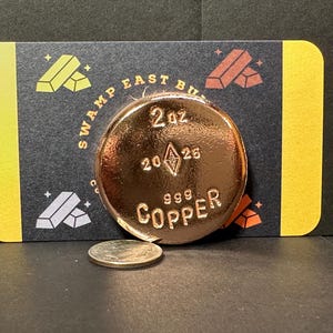 2oz hand poured pure .999 copper bar/ingot “Swamp East Bullion”