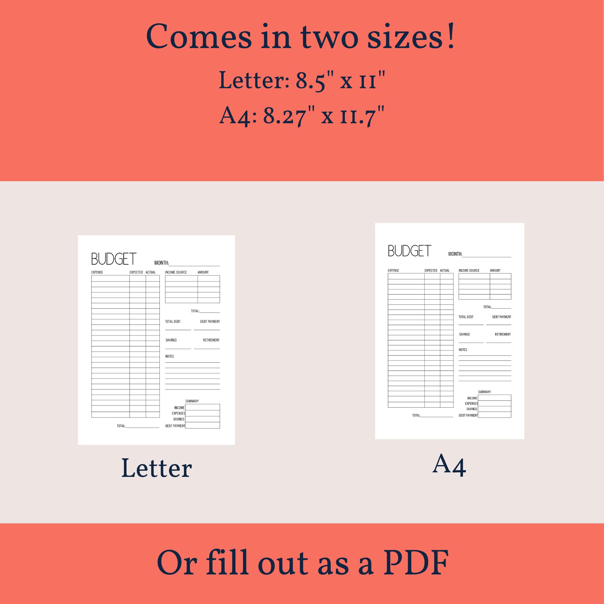 Printable Budget Worksheet PDF, Minimalist Budget Planner Simple ...