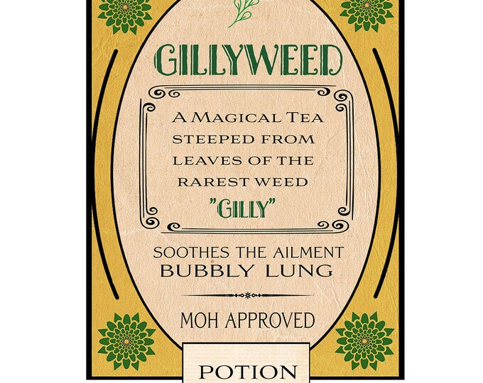 Gilly Water Magical Gillywater Herbology Potion Bottle Glass Apothecary Jar Witch and Wizard