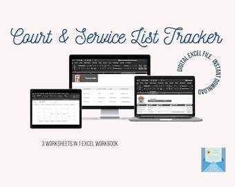 Track court rules, docket, calendar and service lists - Excel Planner For Paralegals, Legal Secretaries, investigators and lawyers