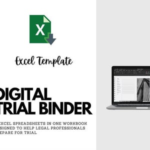 Digital Trial Binder/Excel Workbook for Legal Professionals | Trial Prep/Preparation Template for Lawyers, Attorneys, Paralegals | Excel