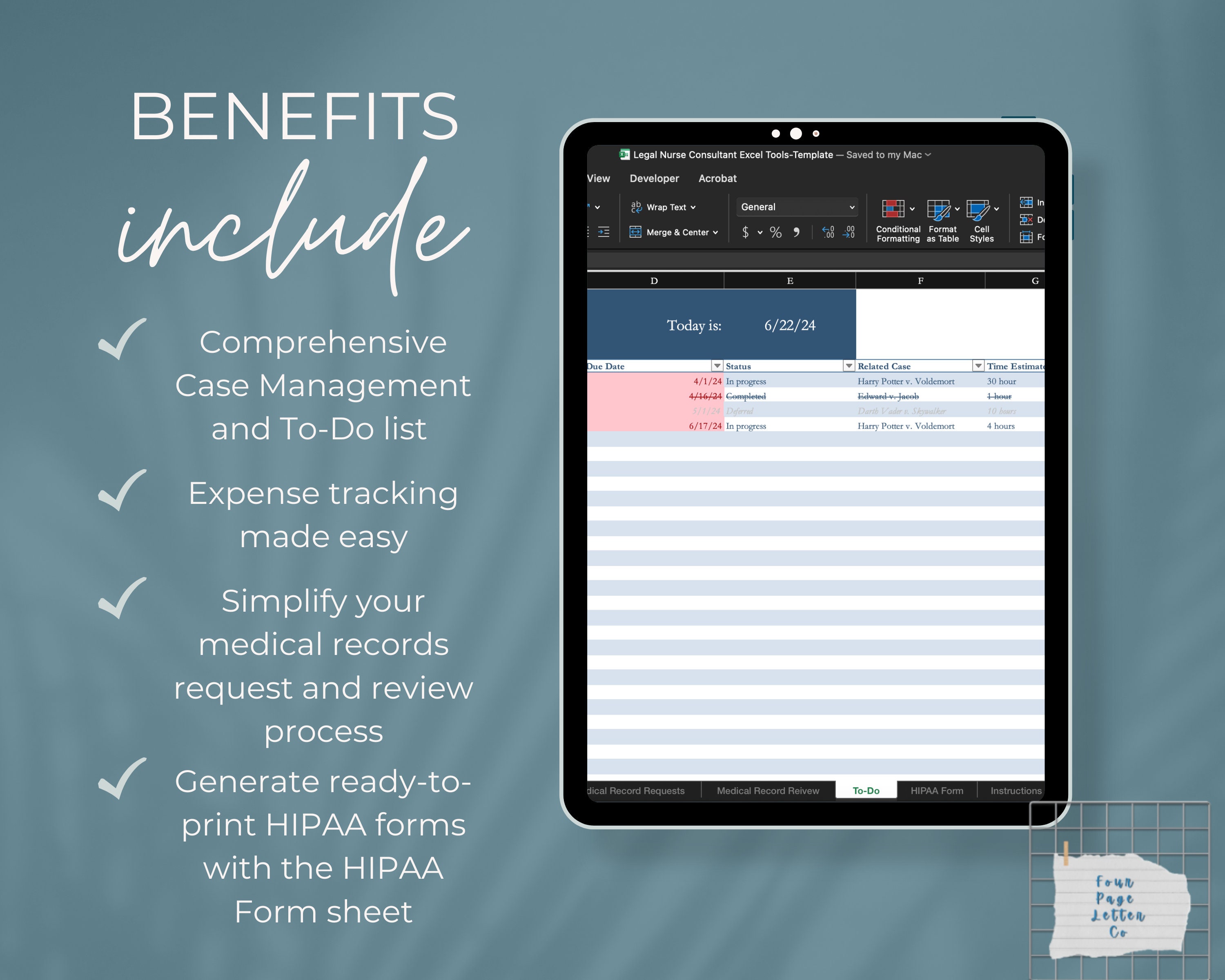 Legal Nurse Consultant Excel Toolkit: Case Management Templates ...