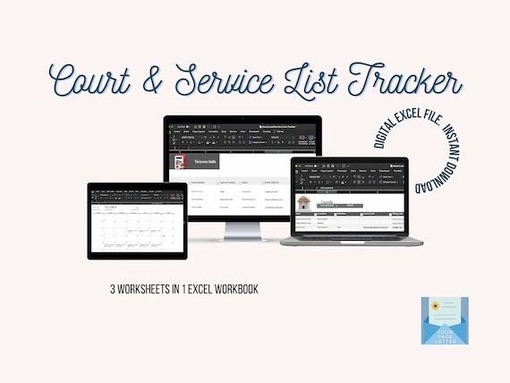 Track Court Rules Docket Calendar and Service Lists Excel - Etsy
