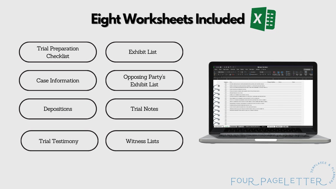 Digital Trial Binder/excel Workbook for Legal Professionals Etsy