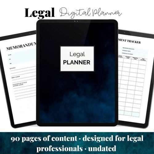 Legal Digital Planner Blue Digital Planner for Paralegals Etsy
