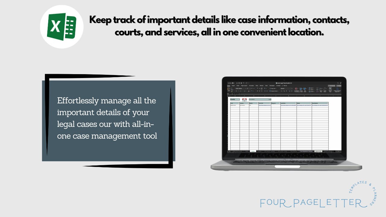 Excel Legal Tools 2.0 Excel Planner for Paralegals Excel Planner for ...