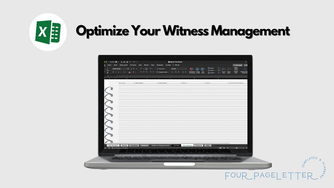 Digital Trial Binder/excel Workbook for Legal Professionals Etsy