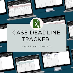 Legal Case Deadline Tracker Excel | Excel Case Deadline Planner for Paralegals, Lawyers, Legal Assistants | Track Case Deadlines in Excel