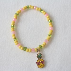 Pineapple Charm Seed Bead Bracelet - Choose your Size - Colorful and Cute - seed beads, pineapple bracelets, friendship bracelets