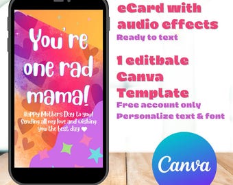 Rad Mama Mothers Day | Animated eCard with sound effects | 1 Ready eCard + 1 EDITABLE template