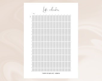 Life Calendar | My Life in Weeks Poster | Weeks of My Life Calendar | Life in Weeks | Printable Wall Art | A3, A4 | PDF and PNG