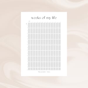 Mein Leben in Wochen Poster | Wochen meines Lebens Kalender | Memento Mori | Druckbare Kunst Inspirierend Reflection | A3, A4 | PDF und PNG