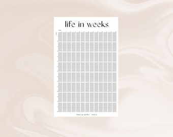 Mijn leven in weken poster | Weken van mijn levenskalender | Leven in weken | Afdrukbare muurkunst Inspirerend reflecterend | A3, A4 | PDF- en PNG-bestanden