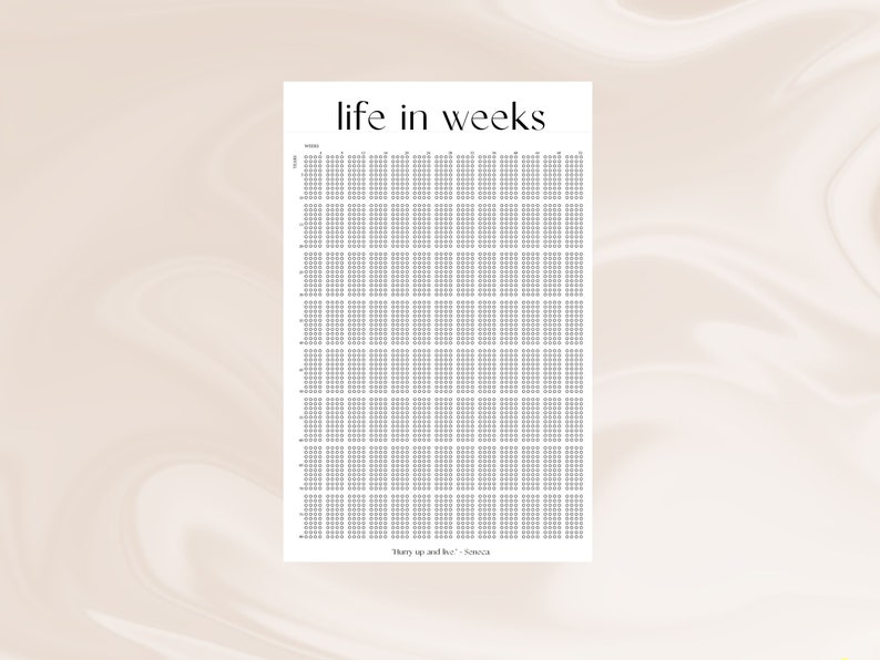 Life in weeks poster, count down, inspirational