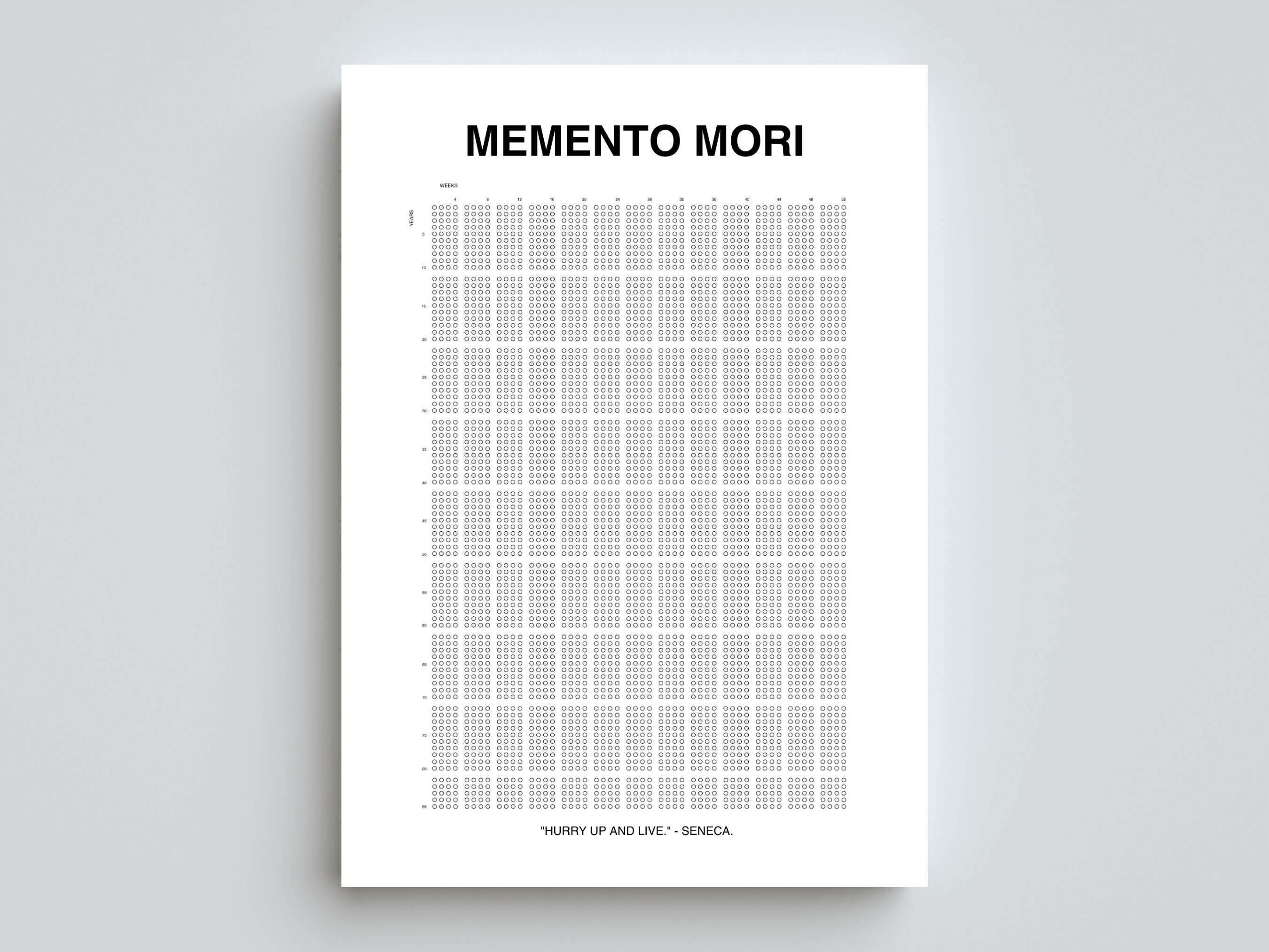 LifeTime™ 4000 Weeks Poster Memento Mori Your Life In Weeks Wall Calendar - Classic