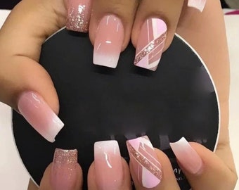 Pink Princess Ombre Nails | Summer Nails | Gift for her | Women's Nails | Fake nails | Ombre Nails