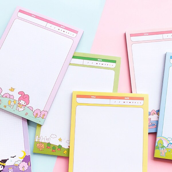 Cute B5 Planner Pad  To Do List Writing Pad Hello Kitty Sweet Pocket Notepad Small Pocket Notebook Kawaii Japanese Stationery