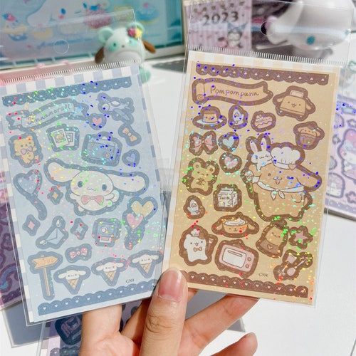 Cute Glitter Sticker Kawaii Shimmer Stickers Laptop Sticker Etsy