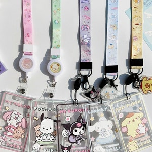 Cute Retractable ID Badge Lovely Kawaii Stretchable Card Holder with Lanyard