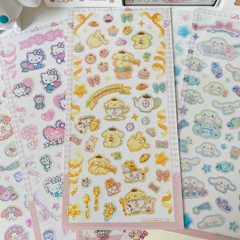 Cute Glitter Stickers Kawaii Sticker Shimmer Kawaii Sticker Etsy