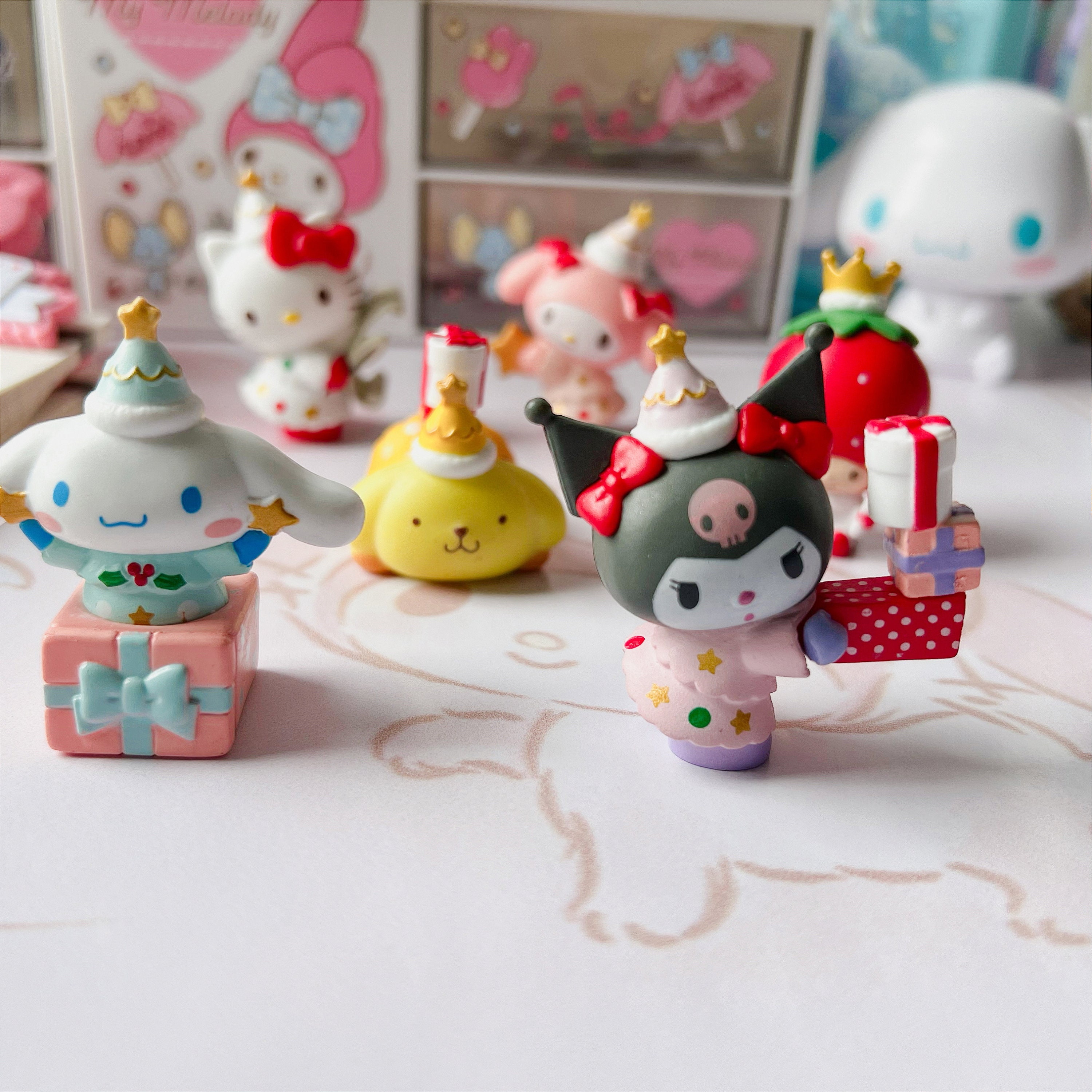 6pcs Anime My Melody Kawaii Desktop Collectible Model Action Figures  Christmas Gifts Cake Home Decoration Pvc Diy Doll Kids Toys