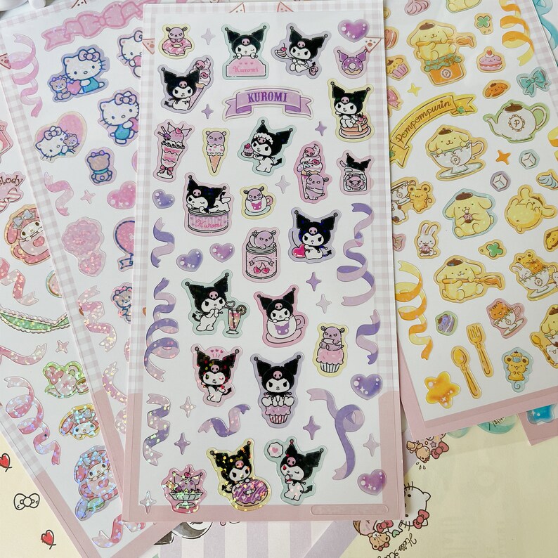 Leuke Glitter Stickers Kawaii Sticker Shimmer Kawaii Sticker Etsy