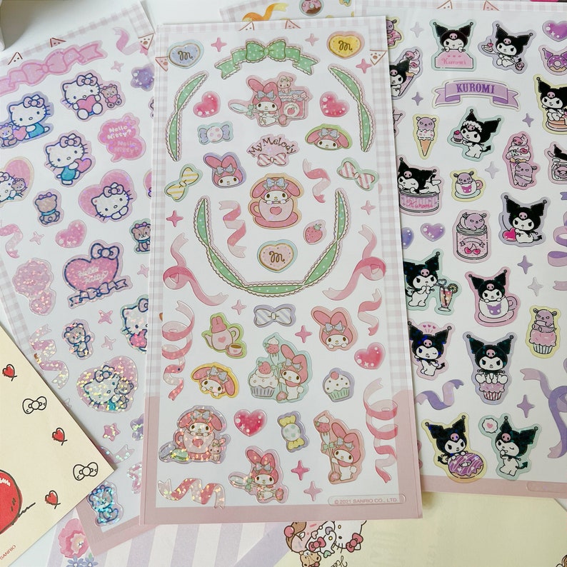 Cute Glitter Stickers Kawaii Sticker Shimmer Kawaii Sticker Etsy